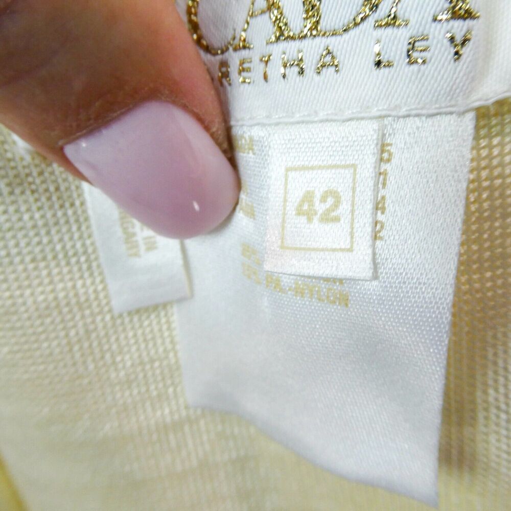 Escada Margaretha Ley Knee Length Pencil Skirt Sz L‎ Ivory Champagne Gold Knit - Picture 8 of 11